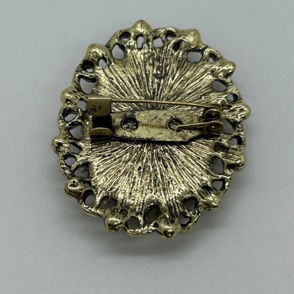 Brooch Lot Vintage Monet Gold-Tone BSK Rhinestone Modern Victorian-Style Cameo - Picture 8 of 11